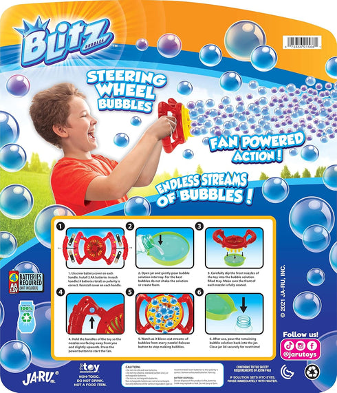JA-RU Blitz Fan Bubble Wheel Blower | 1 Pack Battery Operated Automatic Bubble Maker with Non Toxic Soap Solution