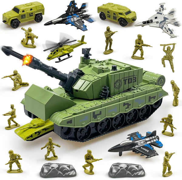 Military Tank Toy Playset, Army Tank Toys with 12 Pcs Army Men,
