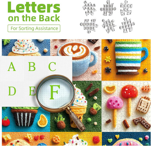 500 Piece Puzzle for Adult Embroidery Desserts Jigsaw Puzzle Cupcakes Coffee Ice Cream Donut Fabric Art Snacks Game
