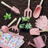 Set 14Pcs Qtioucp Kids Gardening Garden Tools with Tote Bag,Watering Can, Shovel, Apron, Garden Book and More