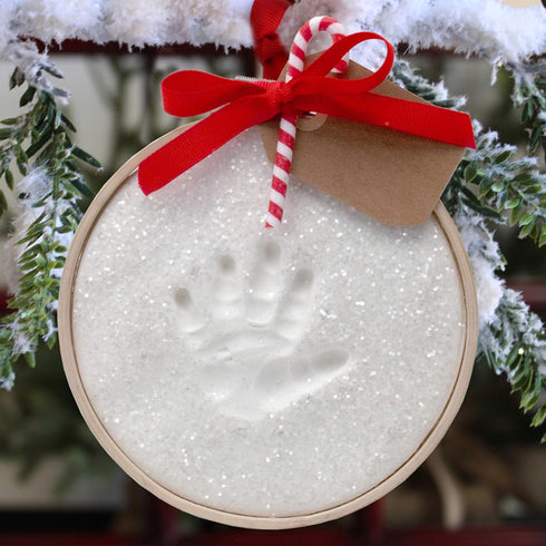 Child to Cherish First Christmas Ornament Kit with Wooden Ring, Glitter Baby Handprint