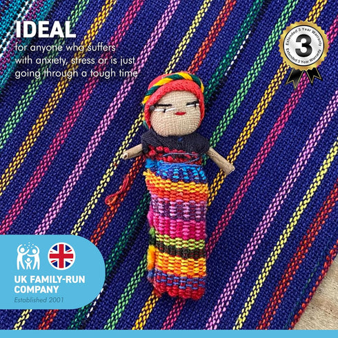 Thorness Set of 8 Guatemalan Handmade Worry Doll with a Colourful Crafted Storage Bag | Worry Dolls for Girls | Worry Dolls for Boys | Anxiety Dolls