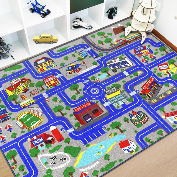 Capslpad Kids Rug Educational Play Rug 6.6' x 5' Traffic Road Kids