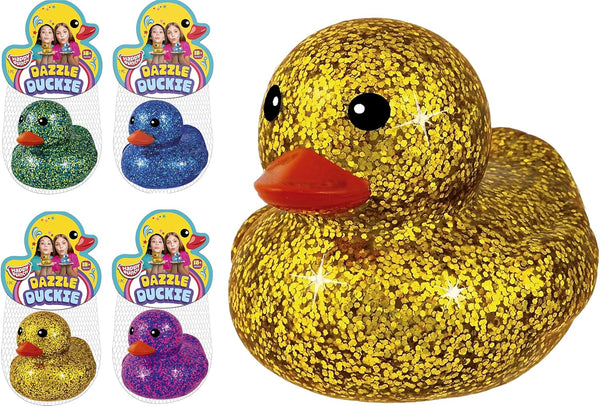 JA-RU Giant Glitter Rubber Ducks (4 Rubber Duckies Assorted) Baby Bath Toys