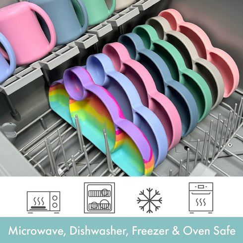Silicone Baby & Toddler Plate, Baby Led Weaning Supplies, Easy-Reach Design for Self-Feeding (Rainbow Swirl)