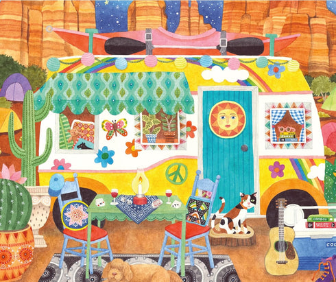 Ceaco 5 in 1 Multipack Happy Camper, (2) 300 Piece, (2) 500 Piece, (1) 750 Piece Jigsaw Puzzles
