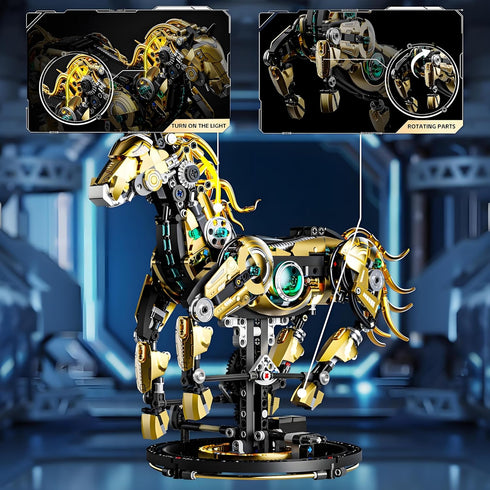 CSNRHG Set Mechanical Horse Building Block Build & Pose with Movable Legs Engaging DIY Model Kit for Kids and Teens