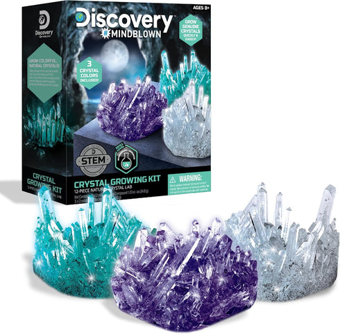 Discovery #MINDBLOWN 12-Piece Lab Crystal Growing Kit, Grow Colored Crystals, Fun STEM Educational Set