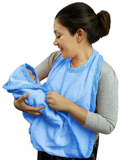 Frenchie Mini Couture Extra Large Hands Free Absorbent Hooded Towel, Blue,