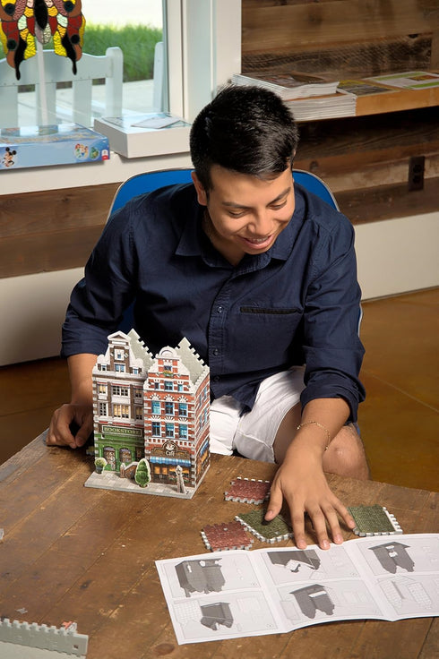 Wrebbit3D 3D 295 Hotel Puzzle | Urbania Collection | Jigsaw Puzzle Pieces | Charming and Unique Streetscape of a Small