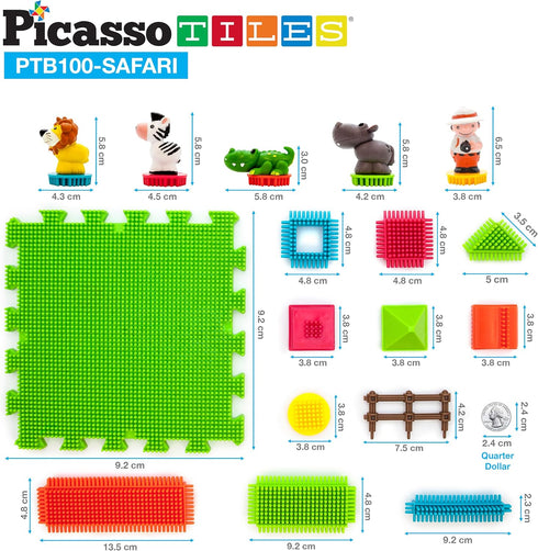 Picasso Toys PTB100 100pcs 3D Hedgehog Building Blocks Safari Theme Educational Kit for Age 3 & Up