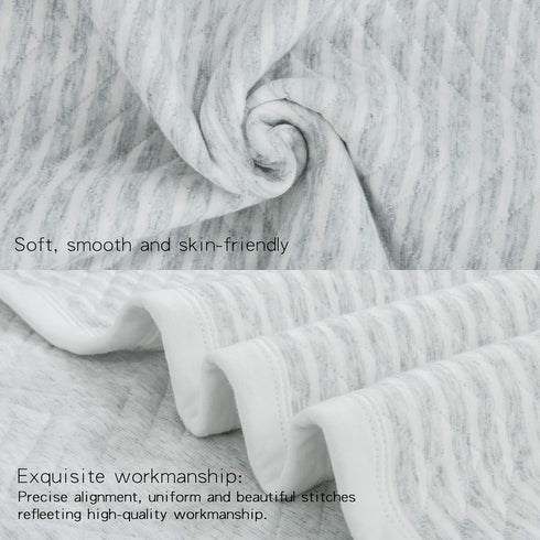NTBAY Jersey Cotton Quilted Toddler Blanket, Breathable and Warm, 30x40 Inches, Grey Wave