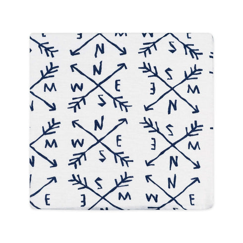 (Set Set, HonestBaby Unisex Baby Organic Cotton Changing Pad Covers of Two) Winter Accessory Compass/Navy, One Size US