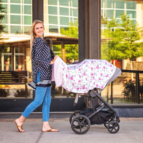 Shark Muslin Stroller Blanket by Stephen Joseph - Soft Baby Blanket