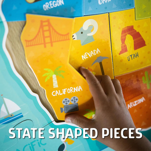 Chuckle & Roar USA Map Puzzle, Engaging Educational Puzzles for Kids, 50 PC Floor Puzzle for Preschool Hands