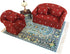 Blue Dollhouse Rug, Miniature Carpet for 3” to 12” Dolls, 10 x 7 Rectangle Toy House Accessory Decor