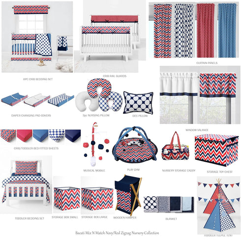 Navy Crib Skirt with White Band - Bacati Mix N Match