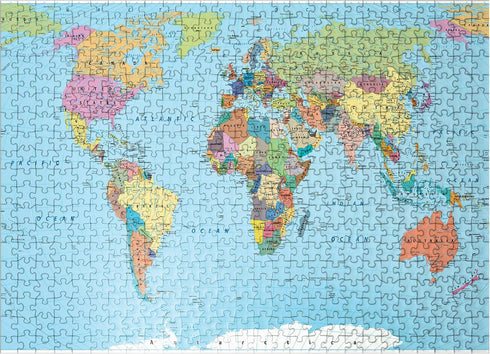 MyPuzzle Color World Map - Premium 500 Piece Jigsaw Puzzle for Adults, Borders, Countries, Roads, Cities