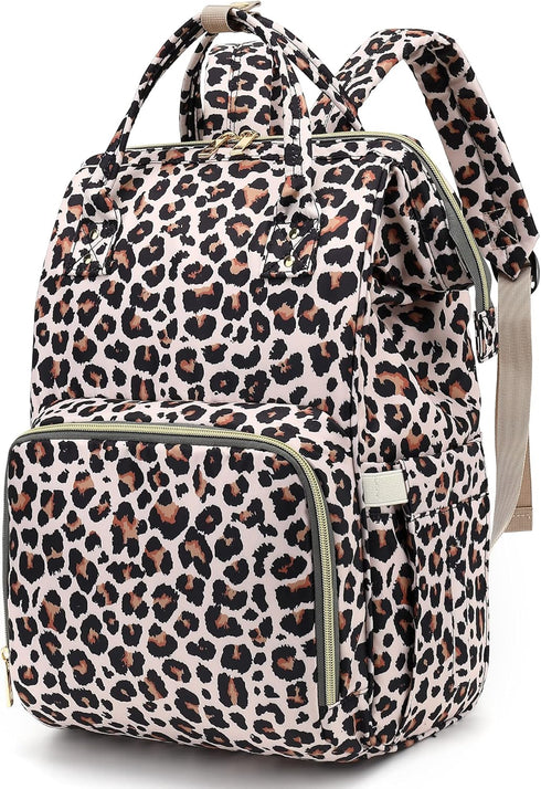 Xunteny Leopard Baby Diaper Bag Backpack for Girls Boys, Waterproof Large Maternity Nappy