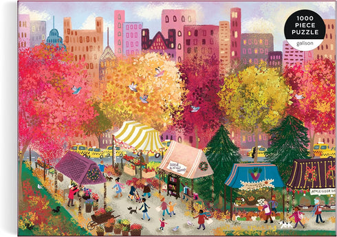 Galison Autumn at The City Market – 1000 Piece Puzzle with Bright Artwork of A Fall Day at A Farmer’s Market