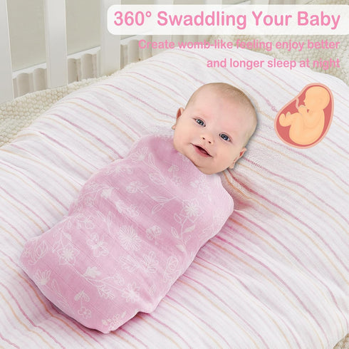 4-Pack 47 47 inches Viviland Muslin Swaddle Blankets, Swaddle Wrap for Boys and Girls, Breathable and Skin-Friendly