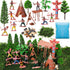 28 Pcs Native American Indians Figures Set - Cowboys Historical Diorama Materials Kit with Mixed Model Trees and Green