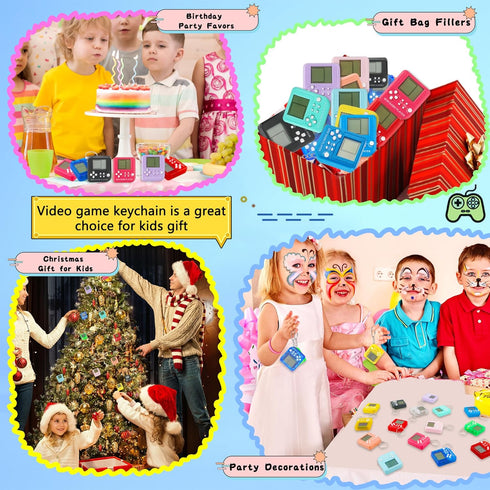 15 Pcs Video Game Keychain, Mini Multicolors Video Game Party Favors for Kids Bag Fillers