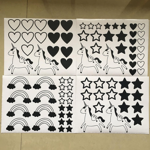 Unicorn Rainbow Star Heart Wall Decal, Removable Vinyl Wall Stickers for Baby Kids Bedroom Nursery Decor A13