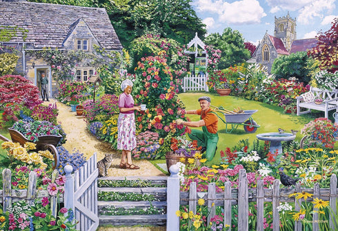The Gardener's Round 4x500 Piece Jigsaw Puzzle, Sustainable Premium 100% Recycled Board