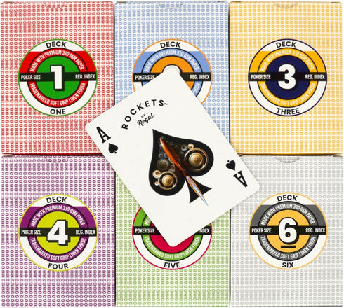 6 Pack 6 Regal Games Nertz Card Game for Kids & Adults - Decks of Cards - Color Wide-Size Decks & Fun Playing Cards