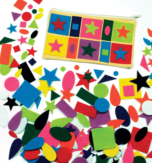 Baker Ross EK310 Self Adhesive Felt Shapes - Pack of 195, Ideal for Children to Decorate Crafts, Assorted