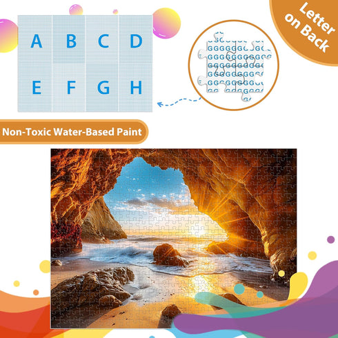 Jeacirio 500 Sunset 500 20.5 15 Pieces Puzzles for Adults Jigsaw Puzzle Beach Sea Cave Puzzle for Elderly, Recycled