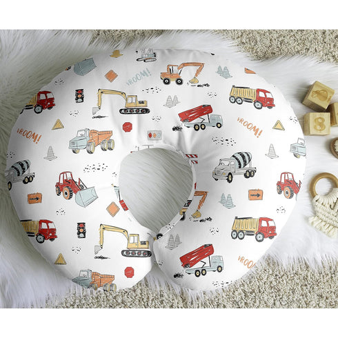 Sweet Jojo Designs Construction Truck Nursing Pillow Cover Breastfeeding Pillowcase for Newborn Infant Bottle or Breast