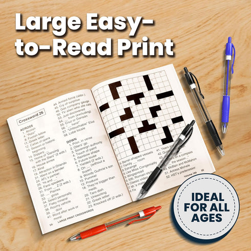 Variety Savings 10-Pack 2 4 (8 10) Large Print Crossword Puzzles for Seniors Plus Fill-In Puzzle Books and Pens - Big