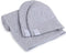 Ely's & Co. Large Cotton Knit Jersey Swaddle Blanket and 2 Beanie Gift Set, Heather Grey Receiving Blanket