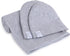 Ely's & Co. Large Cotton Knit Jersey Swaddle Blanket and 2 Beanie Gift Set, Heather Grey Receiving Blanket
