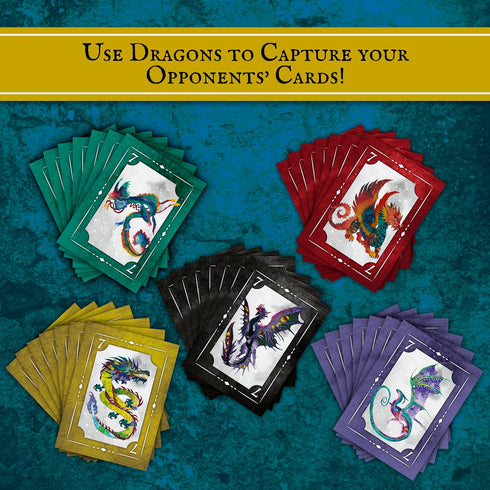 Magic Dragons Card Game, Trick-Taking, Card-Capture Family-Friendly Game for Adults, Teens & Kids, 2-5 Players