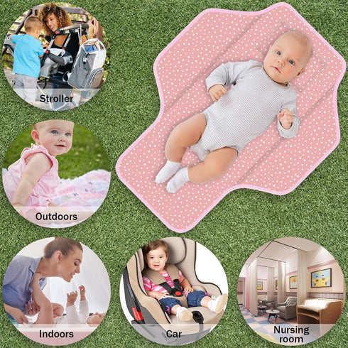 Baby Portable Diaper Changing Pad – Foldable Travel Mat with Built-in Pillow, Waterproof Compact Changing Pad