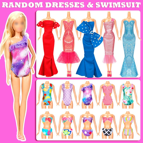 71 Pcs Doll Clothes and Accessories - 5 Wedding Gowns, 9 Fashion Dresses, 20 Shoes for 11.5 inch Doll Gift