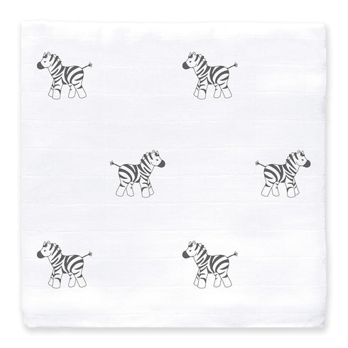 46x46 inches, Amazing Baby - Sensory Muslin Swaddle Blanket, Premium Cotton, XLarge Zebra, Black and White for Baby