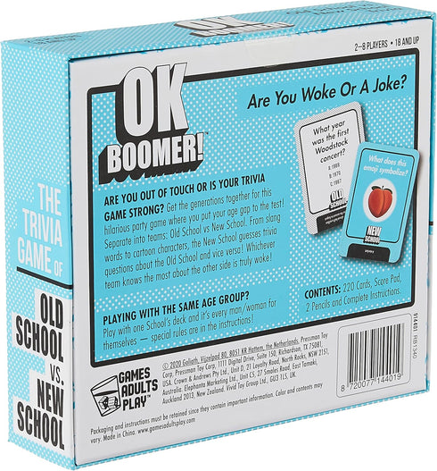 OK Boomer - The Old School vs. New School Trivia Game, Blue Sky, Includes 220 Cards