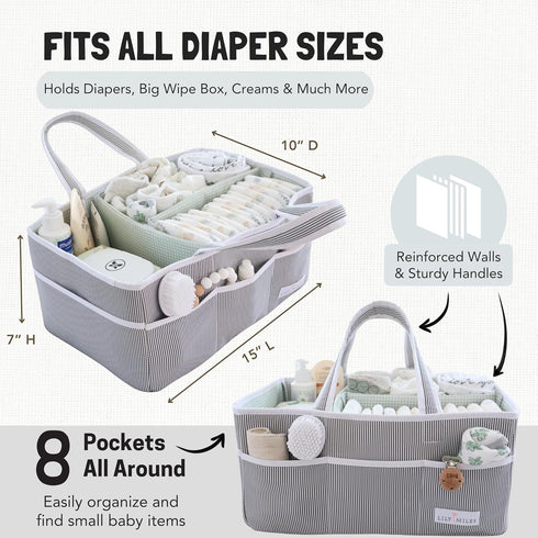 Lily Miles Baby Diaper Caddy - Large Organizer Tote Bag for Baby Essentials, Nursery Must Haves