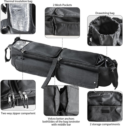 Liznkjious GT2, Double Stroller Organizer, Parent Console Double Baby Stroller Accessories Compatible with Jeep