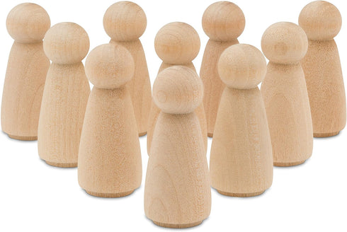 Large Wood Peg Dolls 3-1/2 inch, Pack of 25 Birch Unfinished Mom/Angel Shape Peg People to Paint