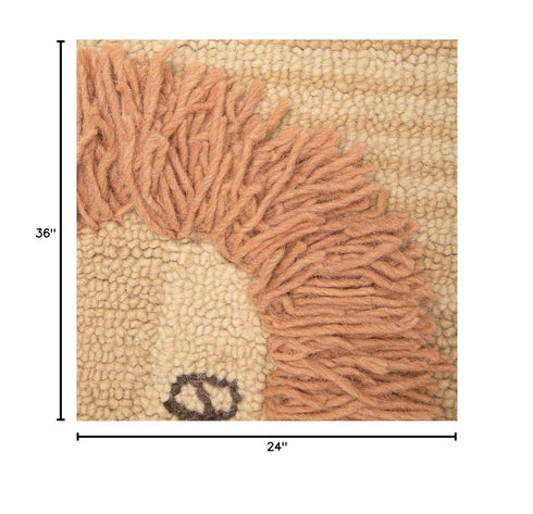 100% 23 36 Inches Crane Baby Lion Shaped Nursery Rug, Handmade Wool Safari Animal Rug for Baby Boy and Girl Nursery