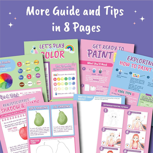 5 12 1 15 Water Coloring Book for Beginners Painting Kits for Kids Ages and up. Watercolor Book with Paint Palettes