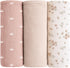Konssy Muslin Swaddle Blankets for Baby Girls Boys, 3 Pack Receiving Blanket