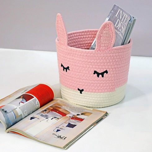 Cute Pink Bunny Toy & Storage Basket - Perfect for Nursery Decor