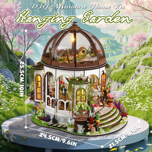 Kisoy DIY Miniature House Kit, Tiny House Building Kit with Furniture and LED Light for Adults and Teens, DIY Mini