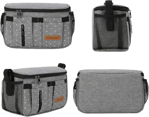 Miracle Baby Stroller Organizer Bag, Universal Storage Caddy Diaper Bag for Most Strollers - Grey Star